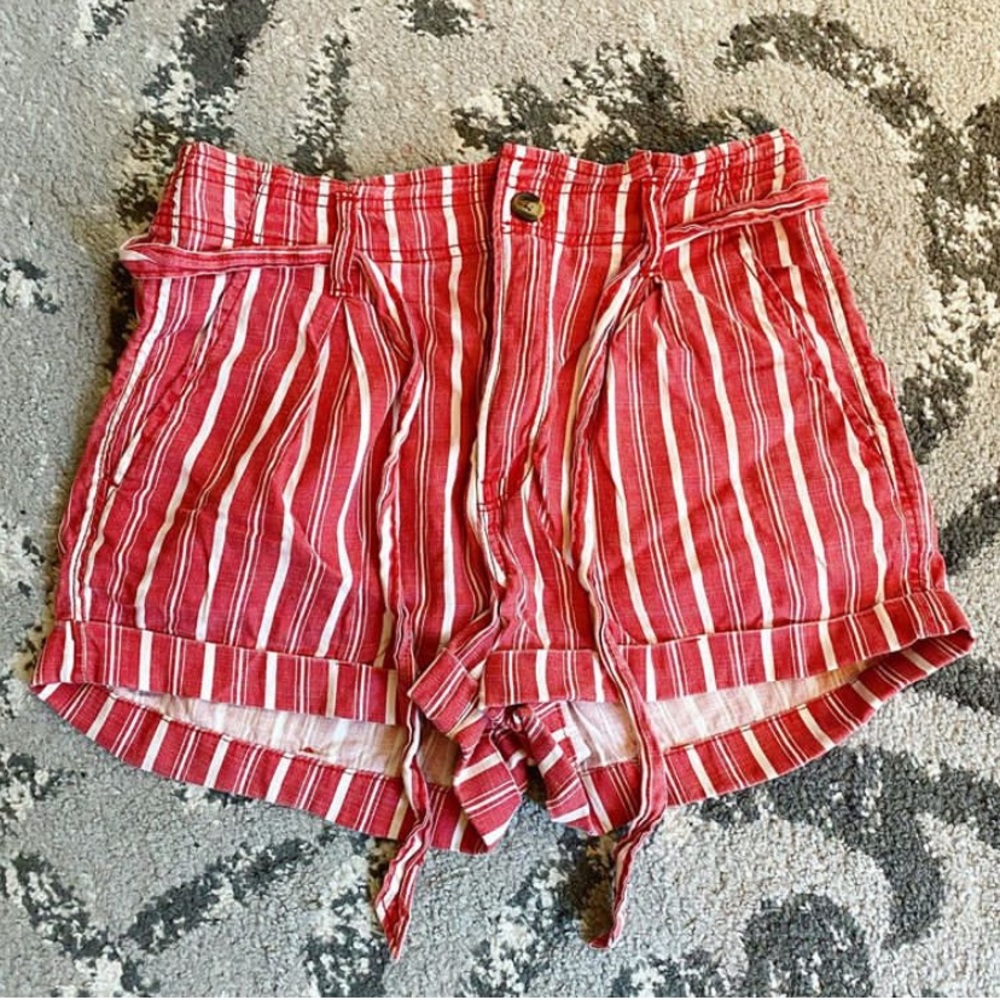Pink and white striped shorts